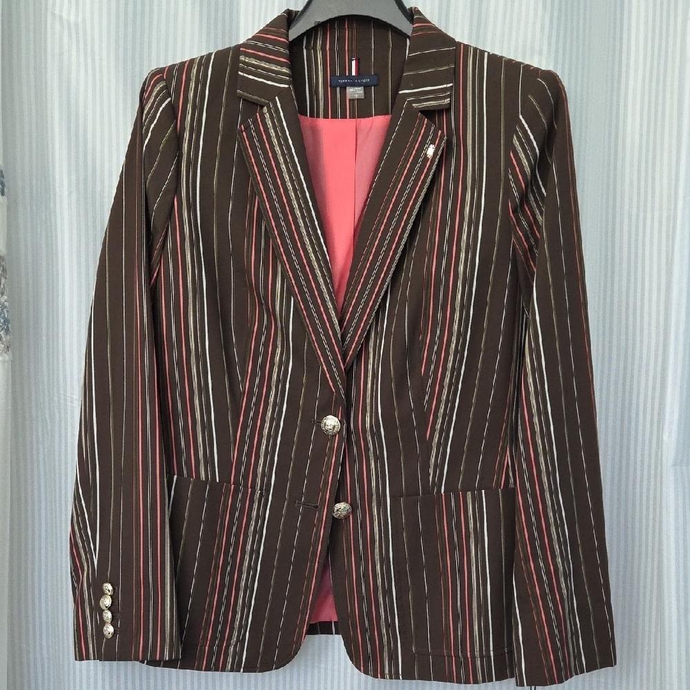 Brown Striped Women's Blazer